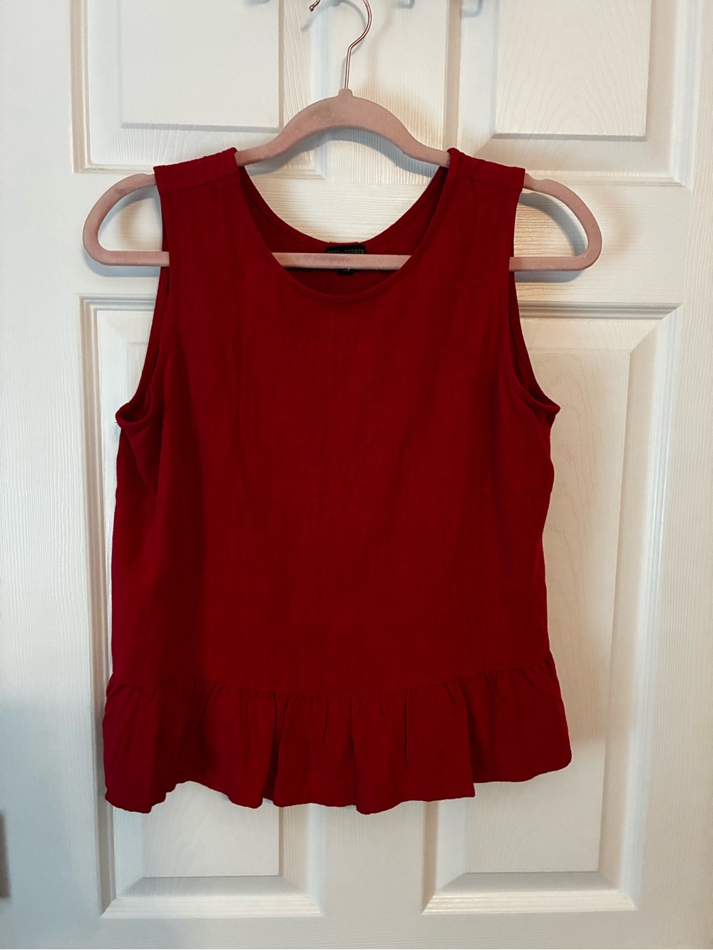 Coco + Carmen Crimson Ruffle Hem Tank With Button Detail Down The Back